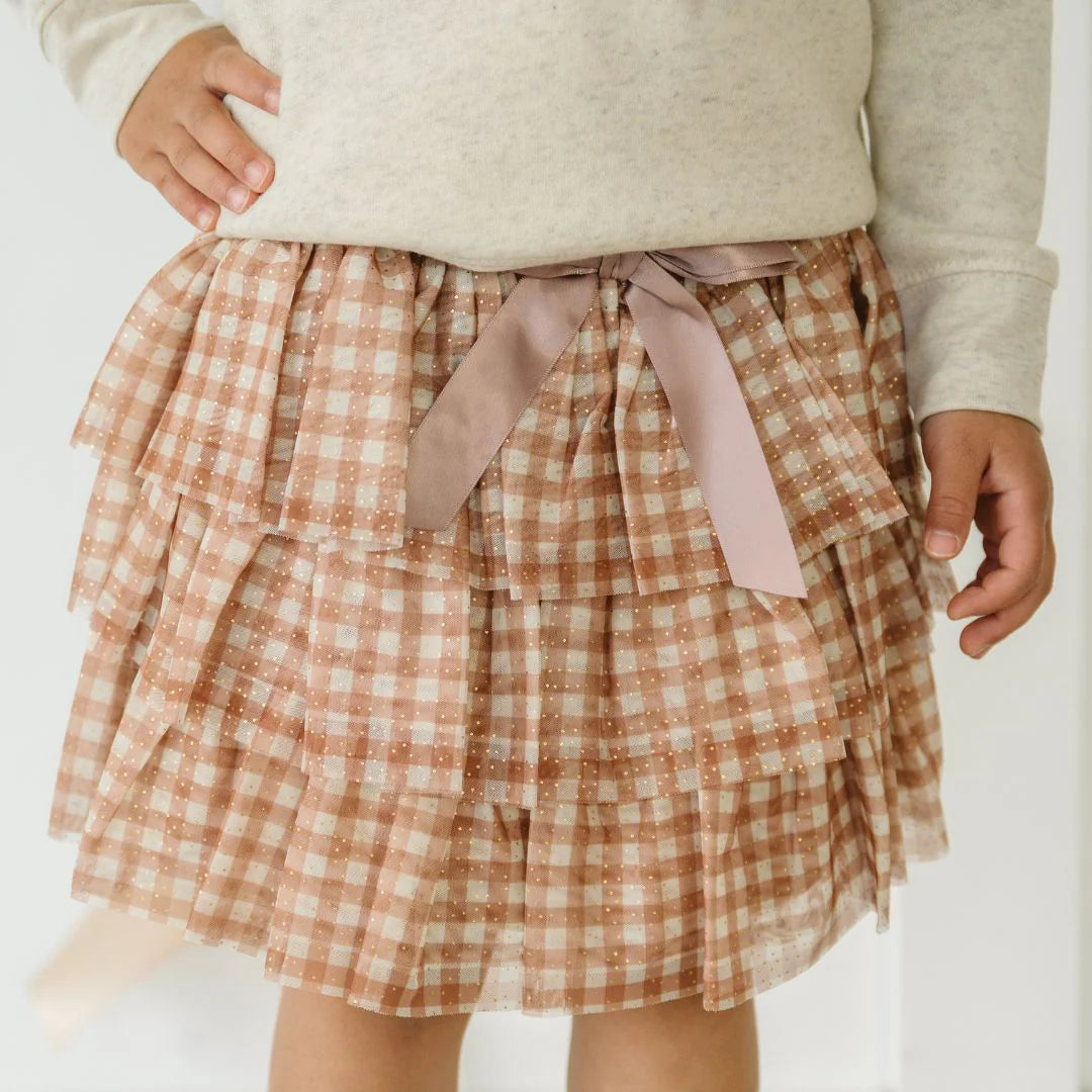 Gingham Print Tulle Tiered Tutu