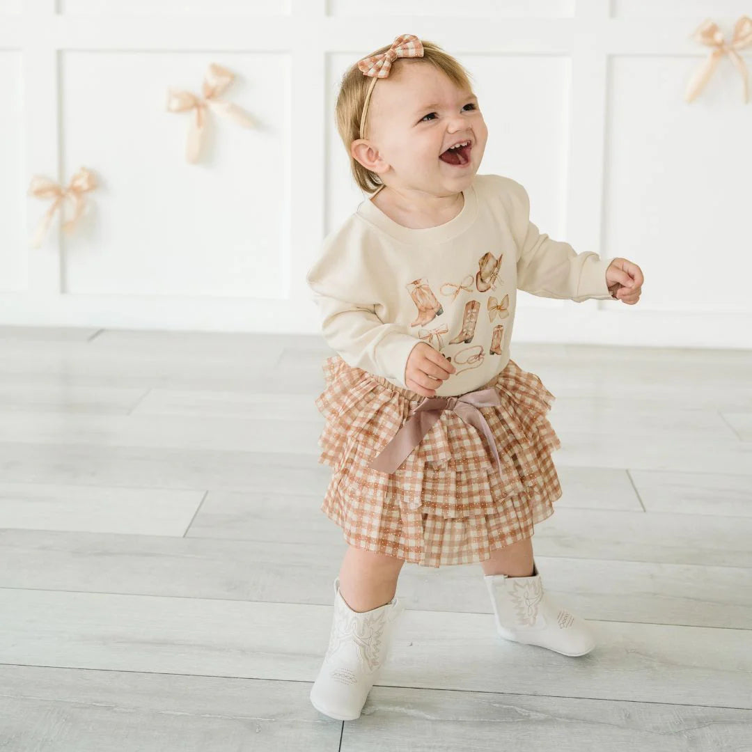 Gingham Print Tulle Tiered Tutu