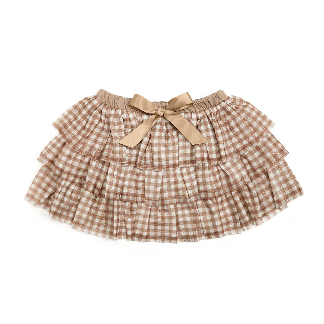 Gingham Print Tulle Tiered Tutu