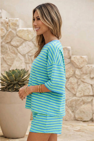 Green Stripe Short Set