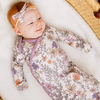 Copper Pearl Newborn Knotted Gown — Flora