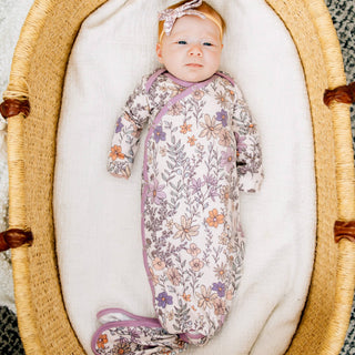 Copper Pearl Newborn Knotted Gown — Flora