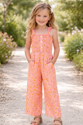 Coral Yellow Floral Romper / S6/7