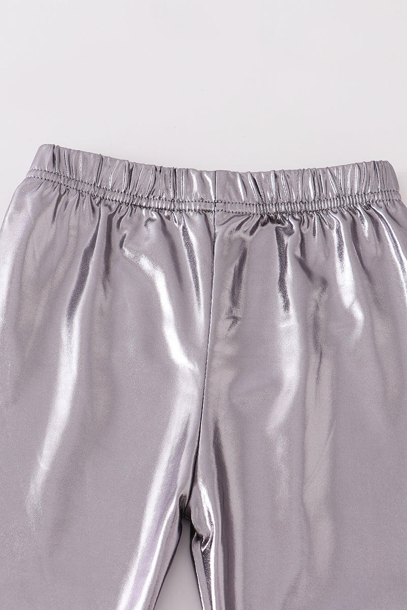 Silver Metallic Leggings