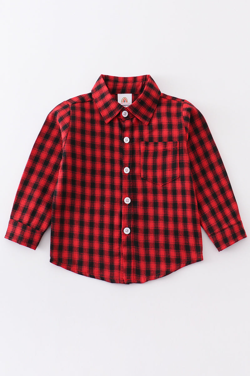 Red Plaid Button Down Shirt