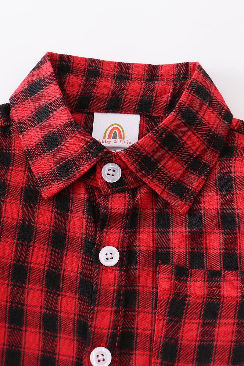 Red Plaid Button Down Shirt