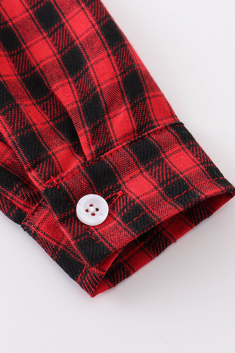 Red Plaid Button Down Shirt