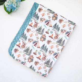 Minky Baby Blanket Let's Go Camping