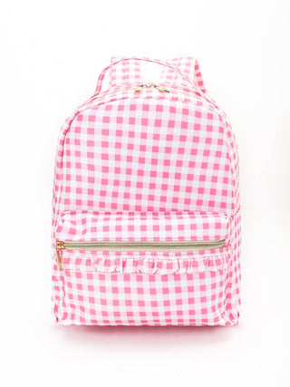Pink Plaid Ruffle Backpack