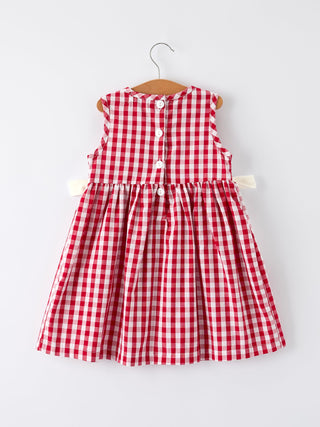 Mommy & Me Girl Dress – Dog Baseball Smocking Embroidery Outfit
