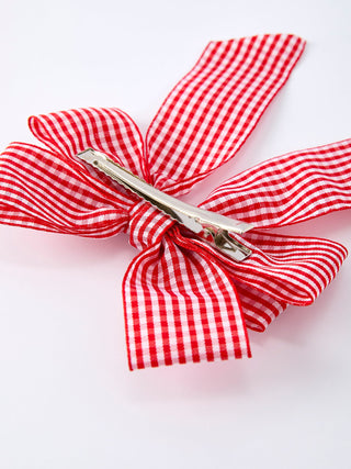Red and white Plaid Girls Hairpin 4 Inches