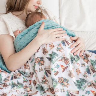 Minky Baby Blanket Let's Go Camping