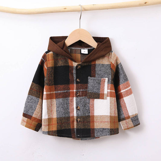 Plaid Patch Pocket Button Front Jacket