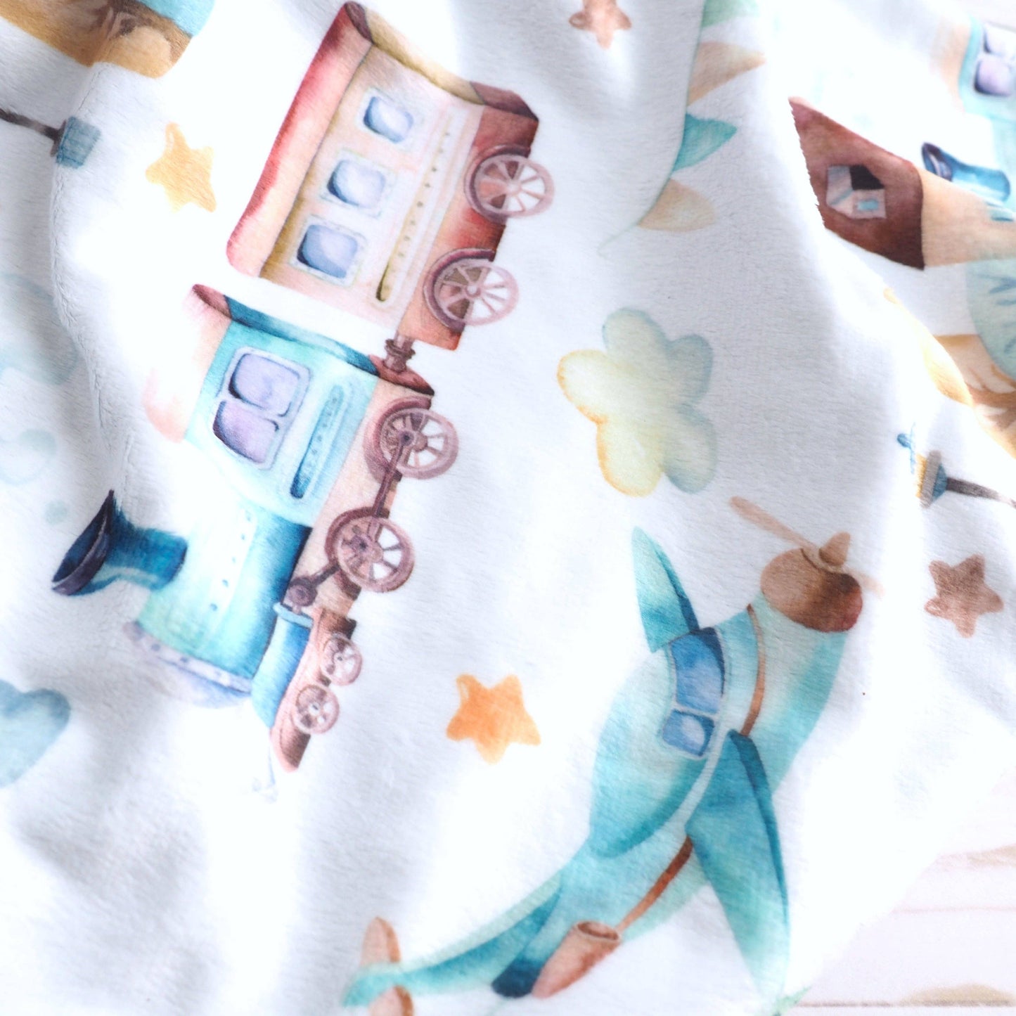 Baby & Toddler Minky Blanket - Planes, Trains, Autom