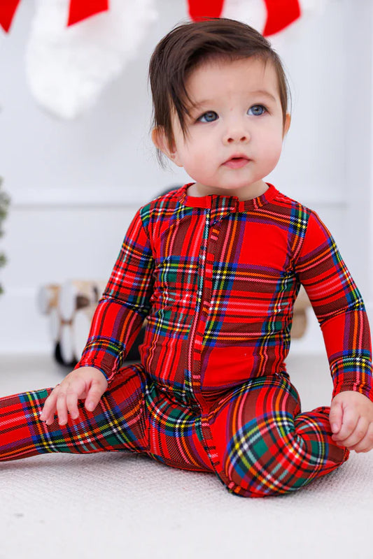 LL Birdie Bean Tartan Plaid Convertible Romper