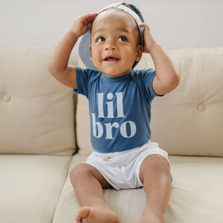 Lil Bro Short Sleeve Bodysuit — Indigo