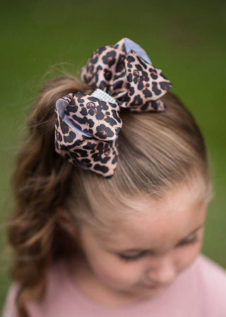 Animal Print Rhinestone Center Hair Bow