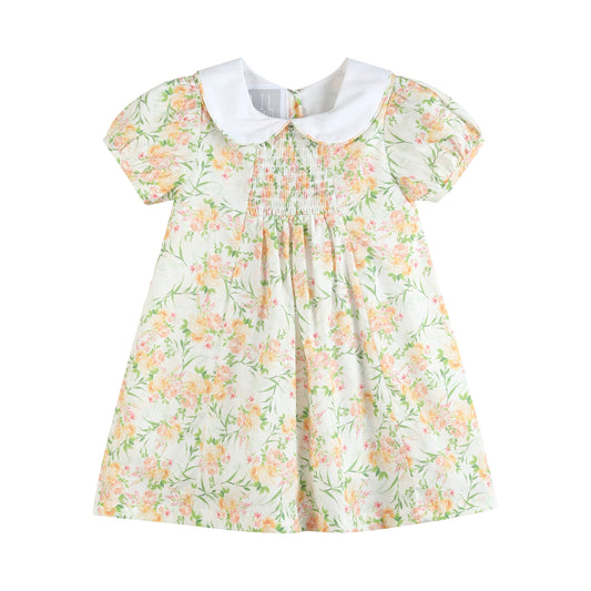 Lil Cactus Floral Smocked Peter Pan Collar Dress