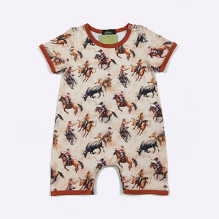 Clover Cottage - Roping Bulls Boy Romper: 0/6mo