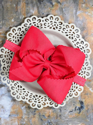 5.5" Oversize Scalloped Hair Bow | Clip or Headband