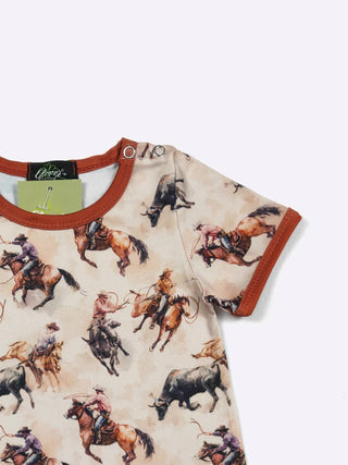 Clover Cottage - Roping Bulls Boy Romper: 6/12mo