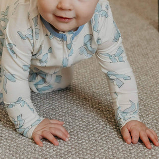 Copper Pearl Zip-Up Footie Pajama in Daphne