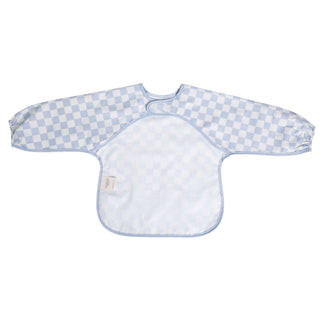 Long Sleeve Smock Bib — Blue Checkers