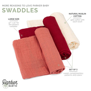 Parker Baby Co. Rose Swaddle Set — 3-Pack