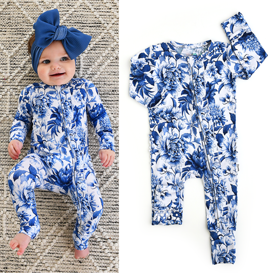 Hattie Ruffle Zip Bamboo Romper