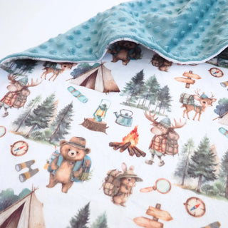 Minky Baby Blanket Let's Go Camping