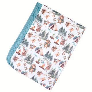 Minky Baby Blanket Let's Go Camping