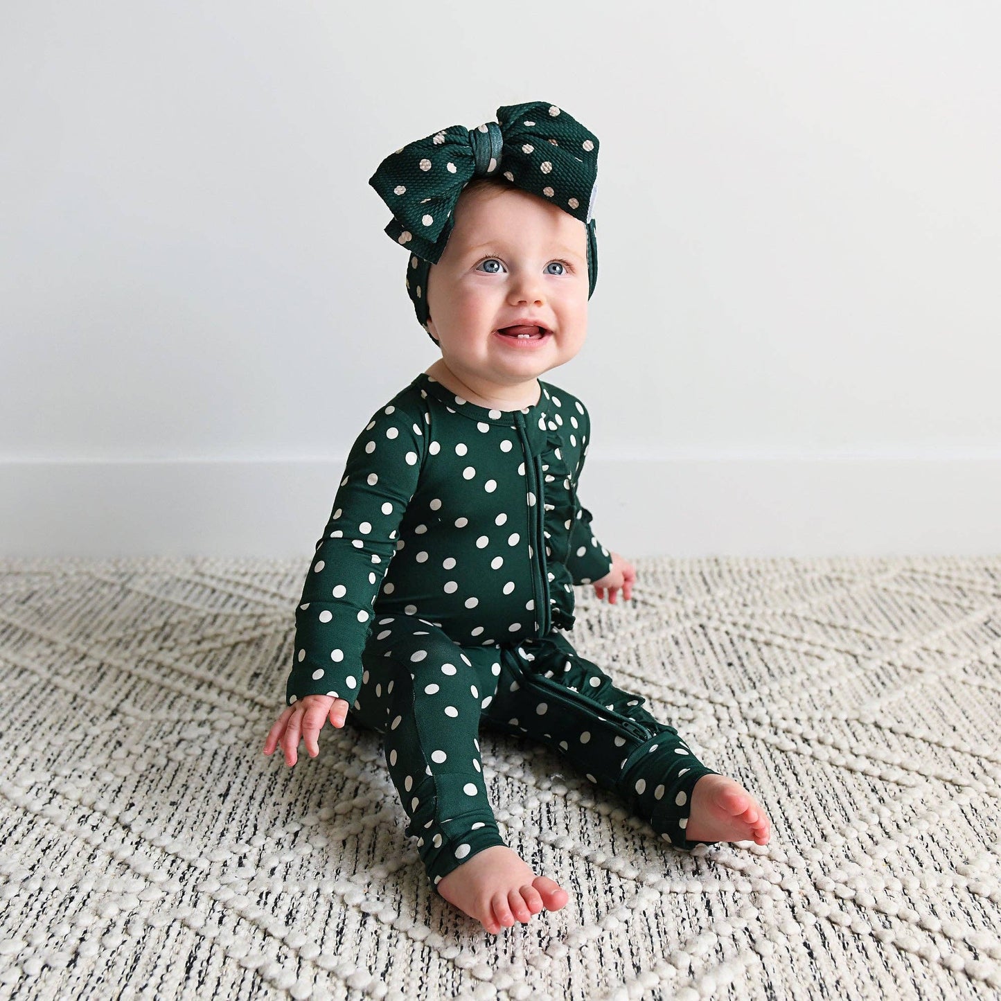 Dottie ruffle zip bamboo romper