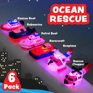 Ocean Rescue Vehicles Light Up Bath Toys