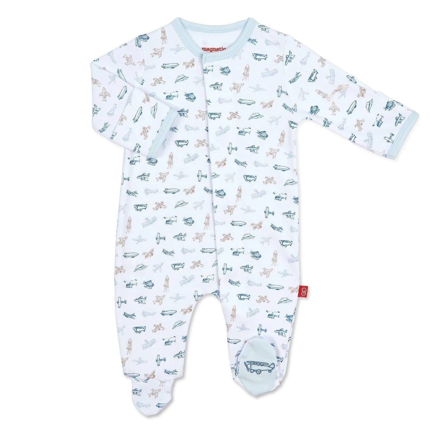 Magnetic Me Airplanes Organic Cotton Footie