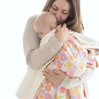 Minky Baby Blanket Retro Floral