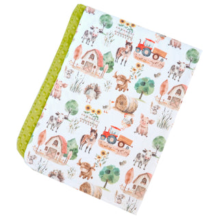 Minky Baby Blanket Farm Life