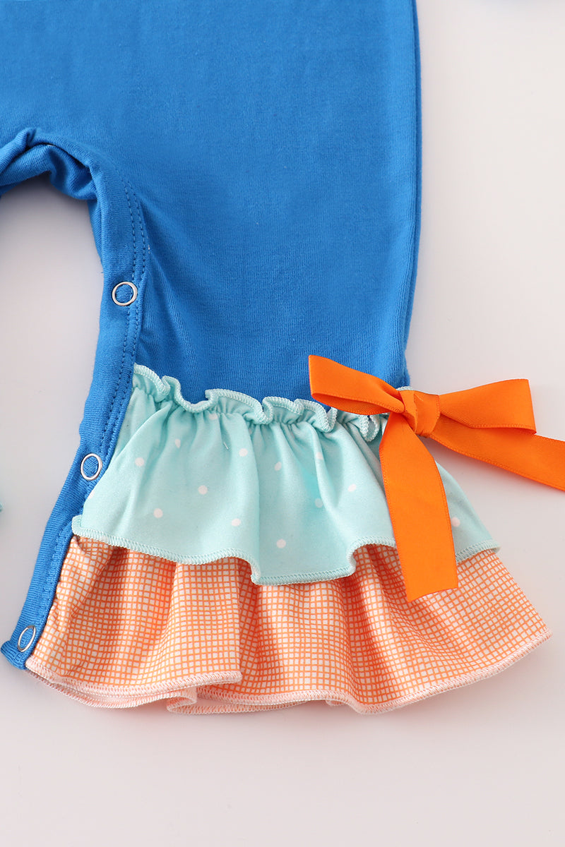 LL Blue Pumpkin Car Ruffle Romper