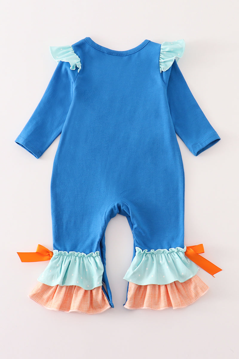 LL Blue Pumpkin Car Ruffle Romper