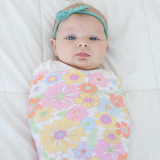 Retro Floral Baby Swaddle Blanket