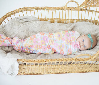 Retro Floral Baby Swaddle Blanket