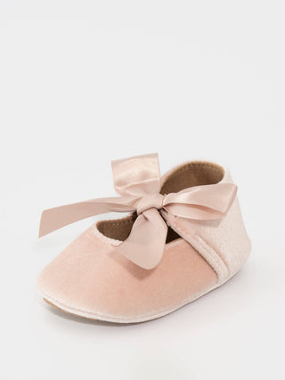 Velvet Ribbon Bow Baby Shoe — Ballerina Pink | Marie Nicole Clothing