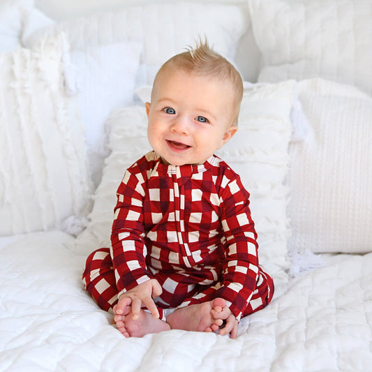 Emery Plaid Zip Bamboo Romper