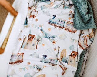 Planes, Trains, & Automobiles Minky Baby Blanket