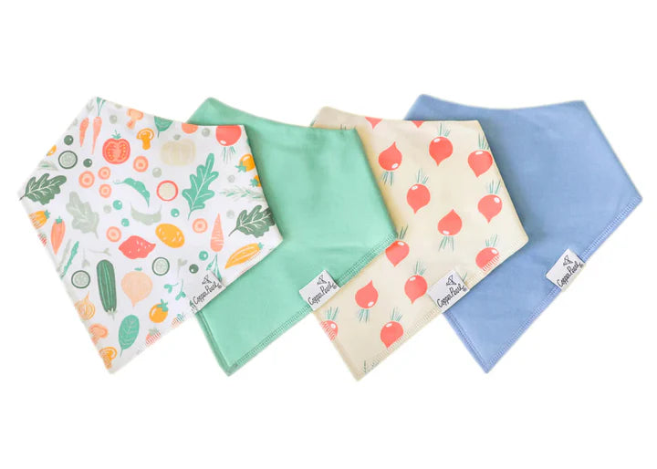 Copper Pearl Veggies Bandana Bib Set (4-Pack)