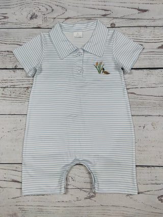 sassy kids palace - Duck Appliqué Stripe Printed Baby Boy Romper