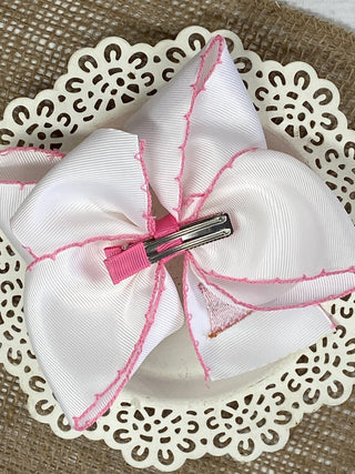 Birthday Cake Embroidered Moonstitch Hair Bow | Clip or Headband