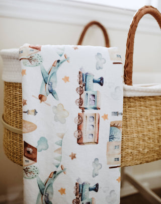 Planes, Trains, & Automobiles Minky Baby Blanket