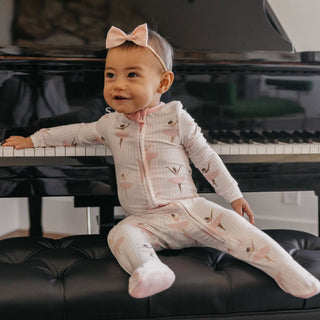 Copper Pearl Zip-Up Footie Pajama — Katerina (0-3 Months)