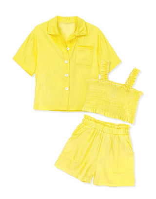 3pcs Short Set w/ Smocked Top: Green / 6