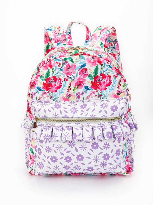 Hot Pink Flower Ruffle Backpack